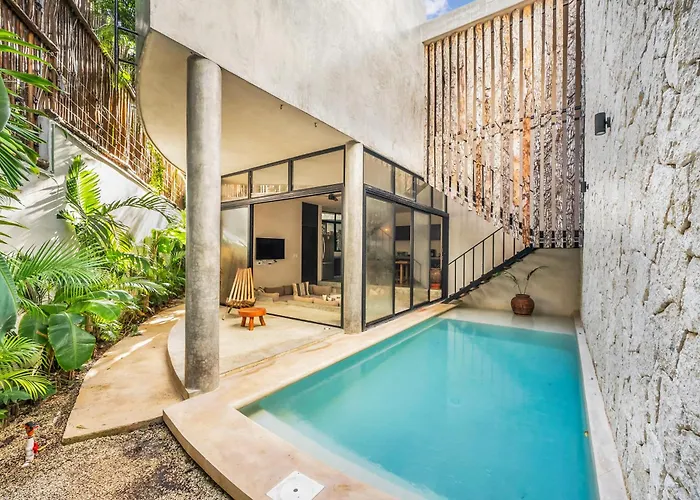 2 Tropical Bohemian Villas-2 Priv Pool-bbq 3a-3b Pousada Tulum