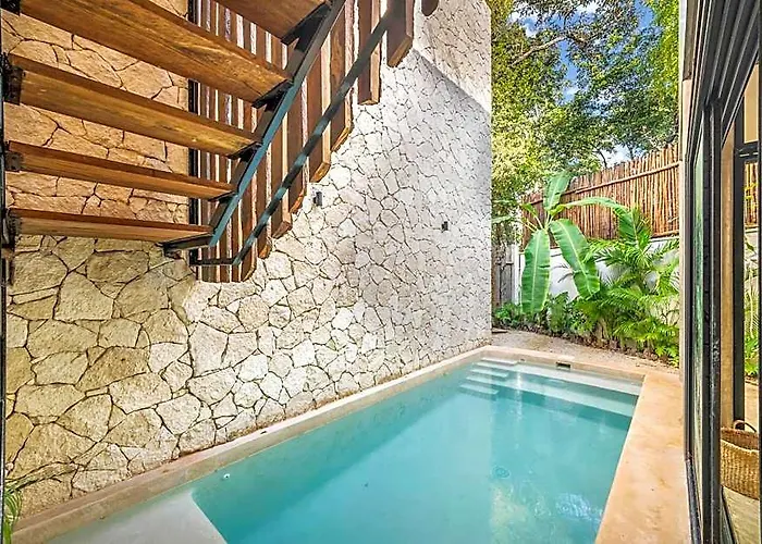 2 Tropical Bohemian Villas-2 Priv Pool-bbq 3a-3b * Tulum